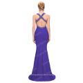 Grace Karin Sexy Ladies Gaine Backless Stretch Violet Long Robes de soirée CL6080-6